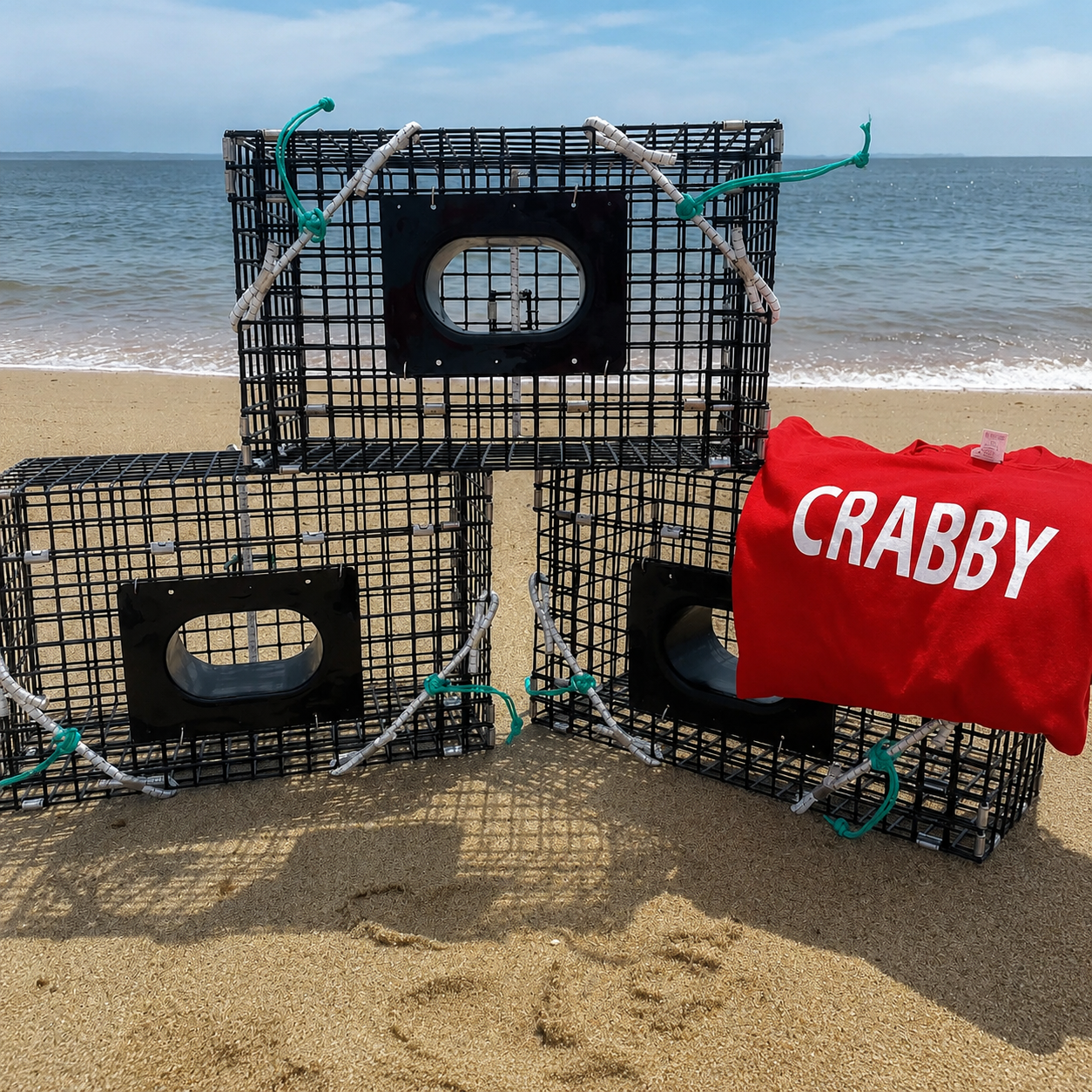crab fishing nets Double ring cotton net with float and rope 3/16 mesh grid Ranger Crab Net - 845T