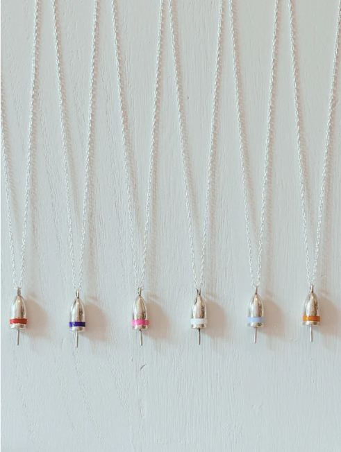 Buoy Pendant Sterling Silver Necklace with Colors
