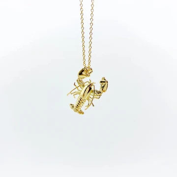 Lobster Pendant Necklace, Sterling Silver or 14k Gold Dipped