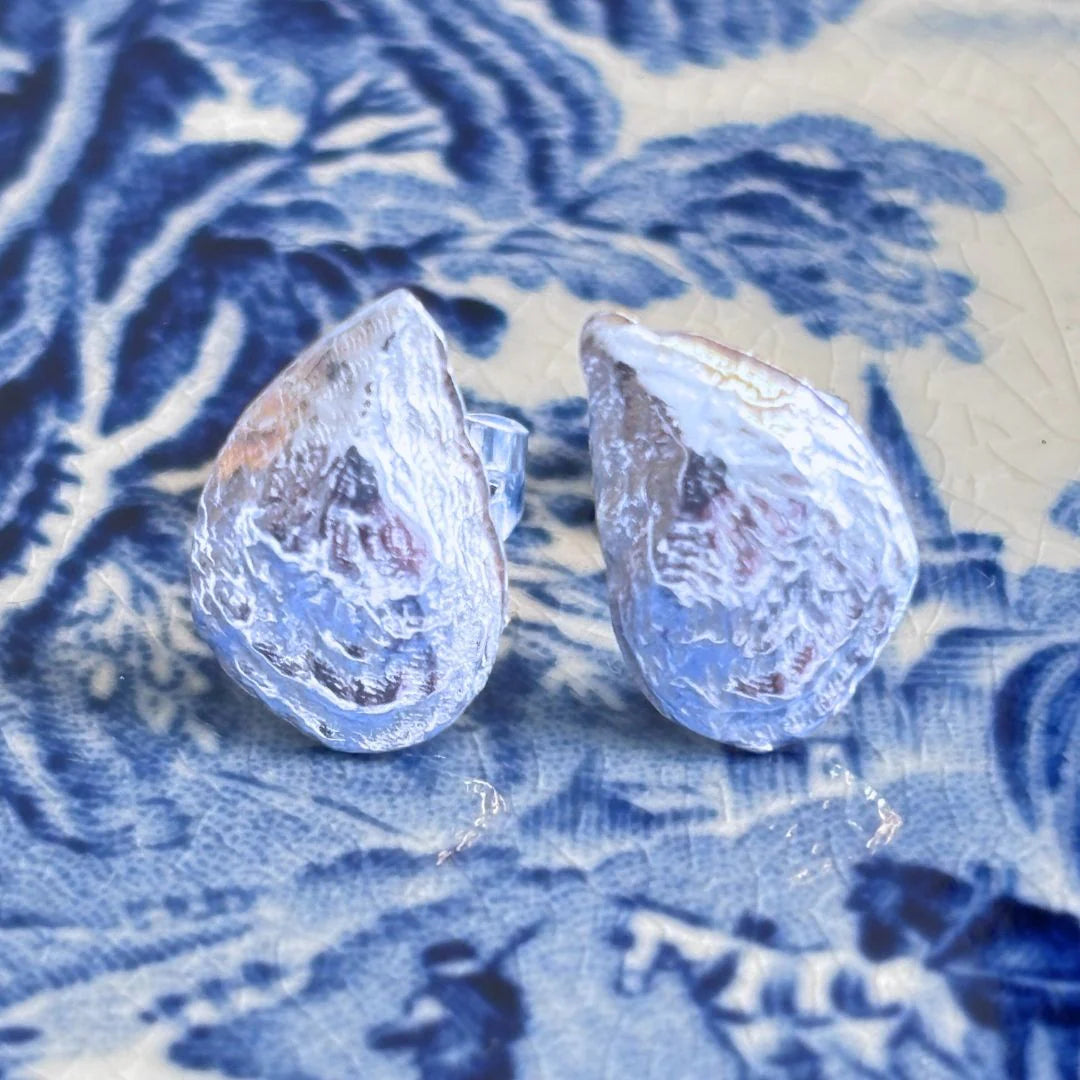 Oyster Shell Sterling Silver Earrings