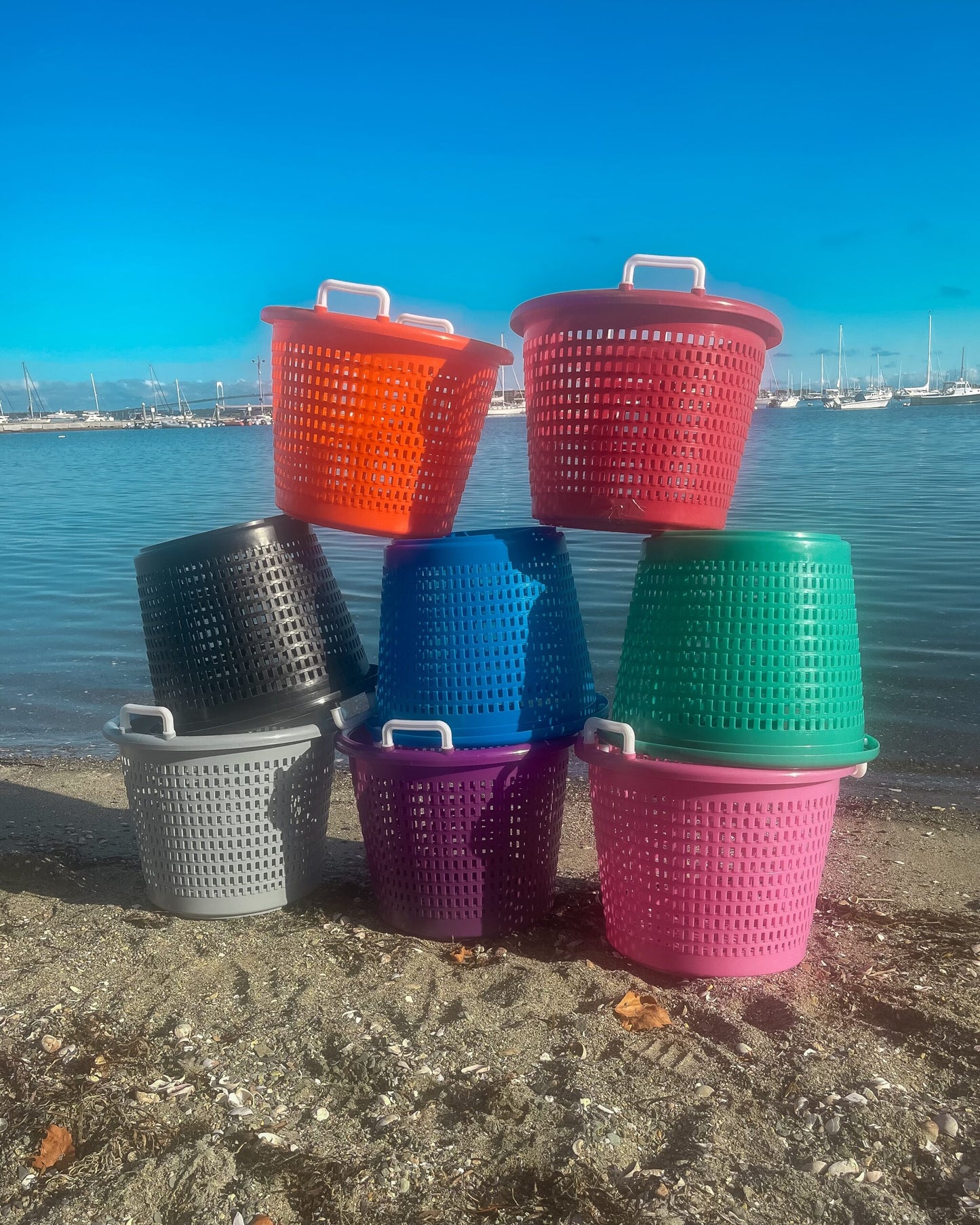 Round Plastic Basket with Handles