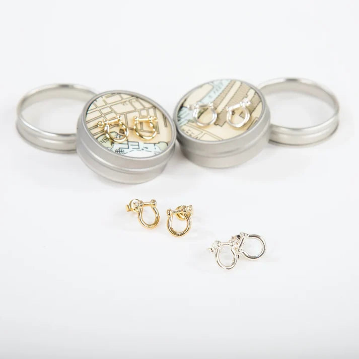 Mariner Shackle Earrings Sterling Silver or 14k Gold Dipped