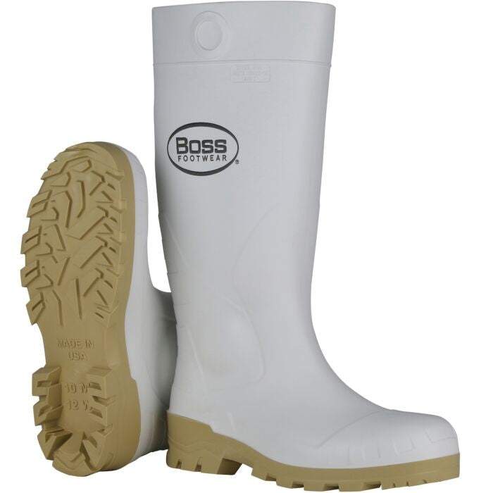Boss Unisex PVC Plain Boots Waterproof - White - Close Out Special